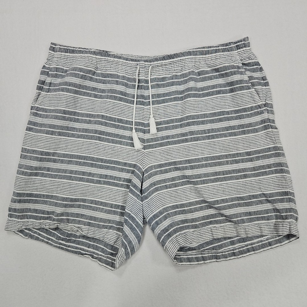 J Jill Love Linen Shorts Womens 2X Gray White Pockets Elastic Drawstring‎ Waist